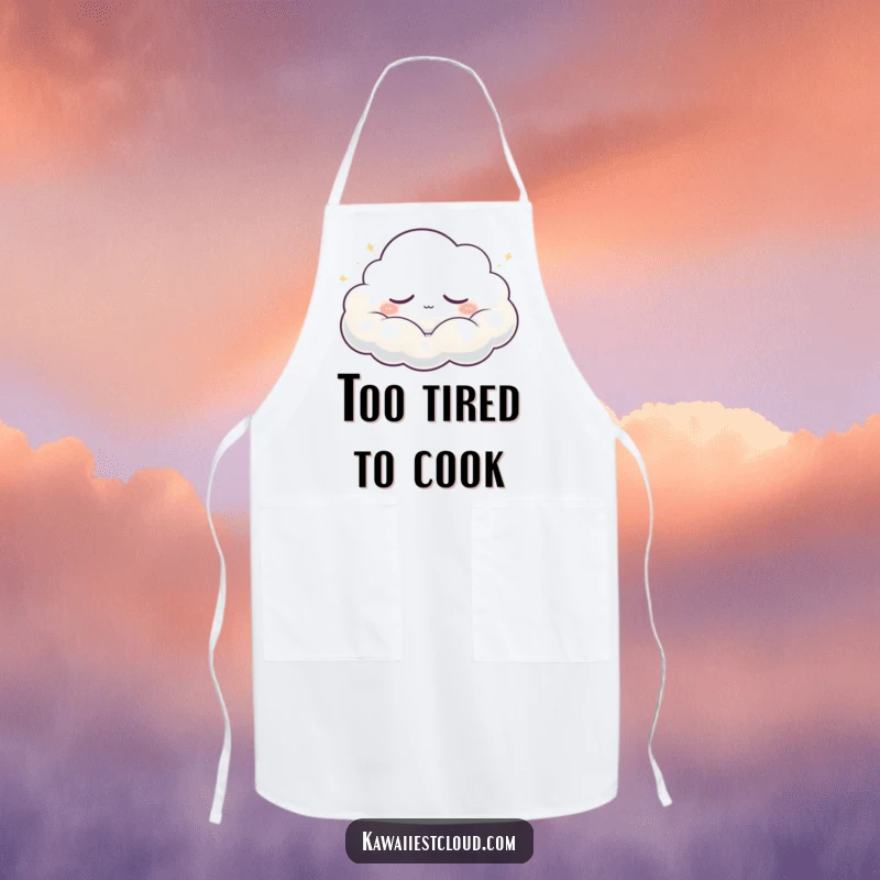 Funny Apron: A sleepy cloud character peacefully drifting and softly glowing, perfect for adding gentle humor to kitchen tasks.