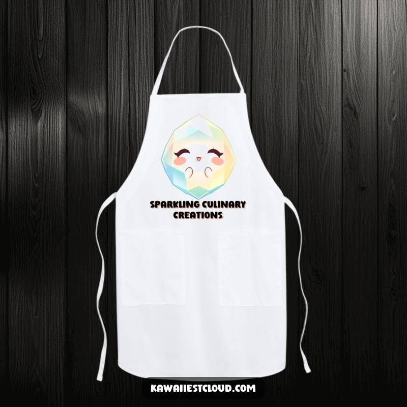Funny sparkling gem apron radiating a gentle, welcoming light, ideal for humorous cooking.