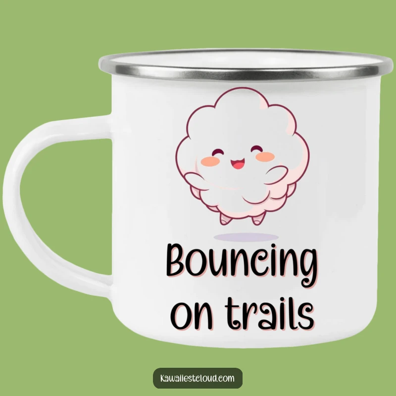 Funny Bouncing Cloud Camping Mug: Cheerful Cup, Sweet Humorous Gift for Outdoors