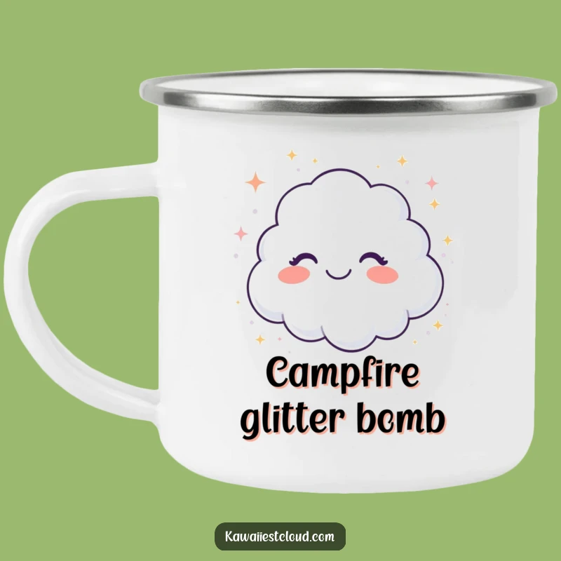 Funny Giggling Cloud Glitter Camping Mug - Sparkly Outdoor Fun - Funny Gift