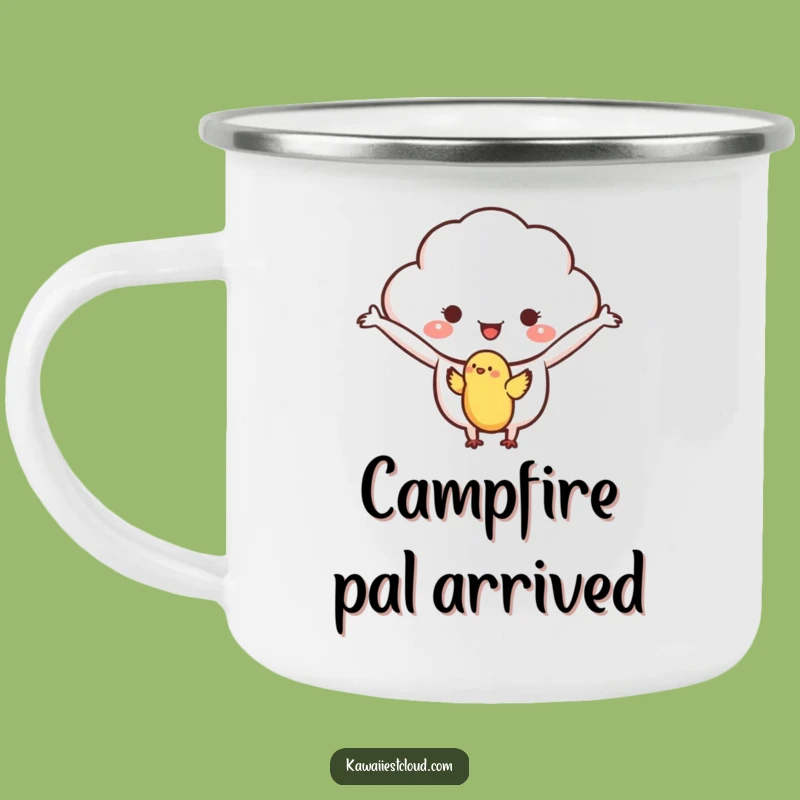 Funny Welcoming Cloud Camping Mug, Kind Outdoor Character, Gentle Adventure