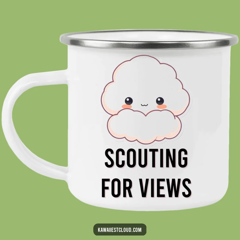 Funny Cloud Peek Camping Mug: Durable Character Cup for Curious Adventures
