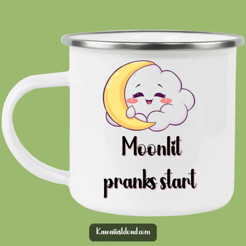 Funny Mischief Cloud Enamel Camping Mug: Nighttime Fun Gift