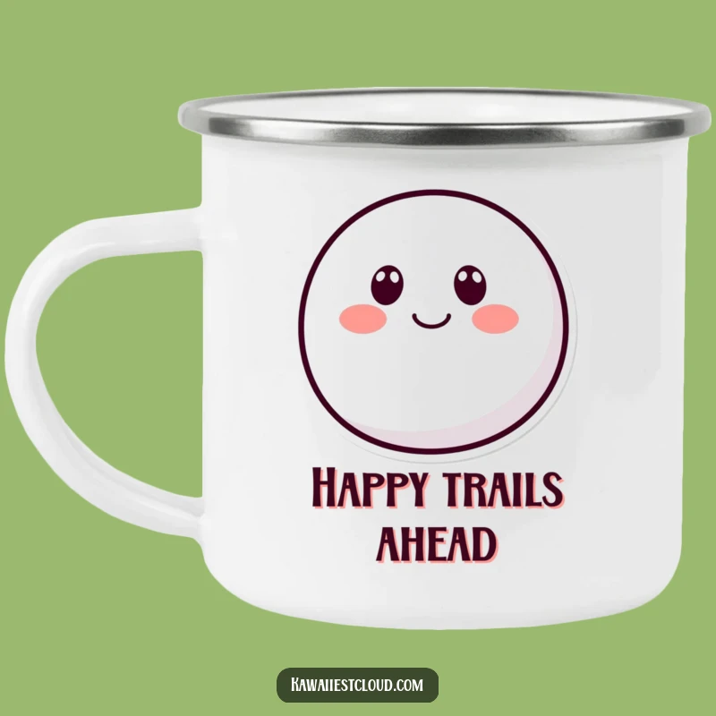 Funny Rounded Character Camping Mug: Smiling Outdoors, Sturdy Funny Gift
