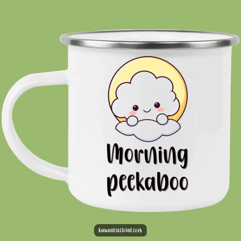 Funny Peek-a-Boo Cloud Camping Mug - Cheerful Outdoor Fun - Funny Gift