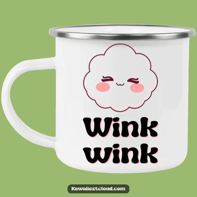 Funny Mischievous Winking Cloud Camping Mug - Cheeky Camp Companion