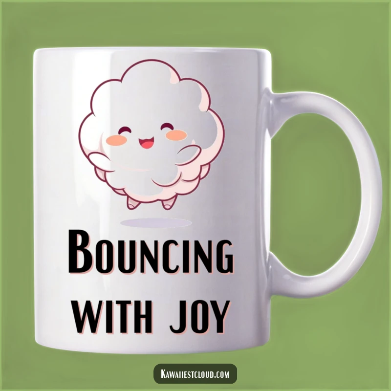 Funny Bouncing Cloud Mug: Cheerful Character Art, Delightful Humorous Gift for Happy Days