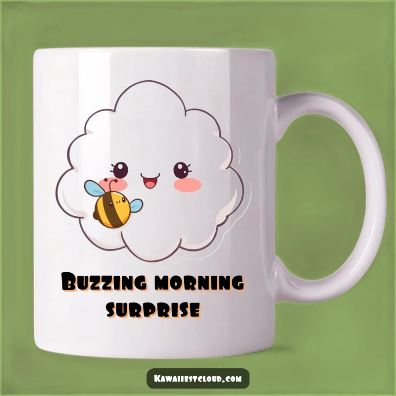Funny Surprised Cloud Mug: Bee Buzzes In for a Hilarious Morning Surprise