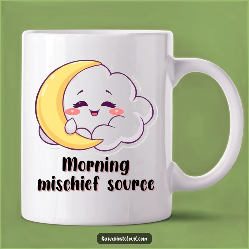 Funny Mischievous Cloud Tickling Moon Mug: Playful Night Sky Gift