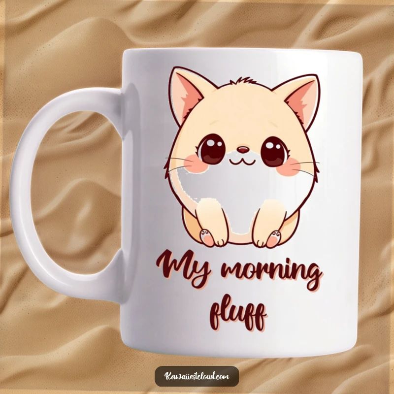 Funny Mug: A small, plump creature with wide, curious eyes and tiny paws, looking adorably innocent and ready for a sip.