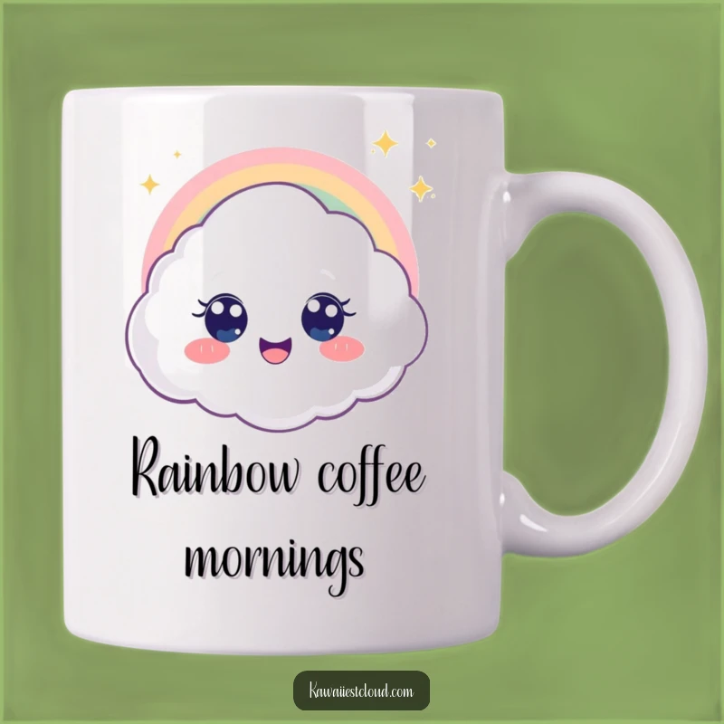 Funny Rainbow Cloud Mug - Big Eyes Delight, Perfect Joyful Gift!