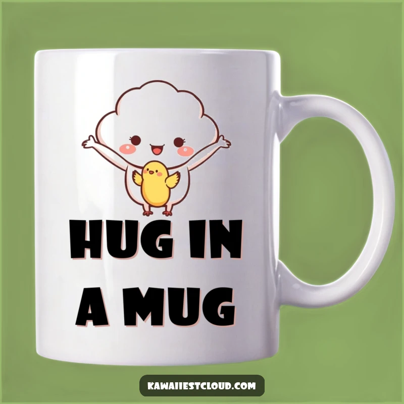 Funny Welcoming Cloud Mug, Kind Character Hug, Gentle Gift Idea