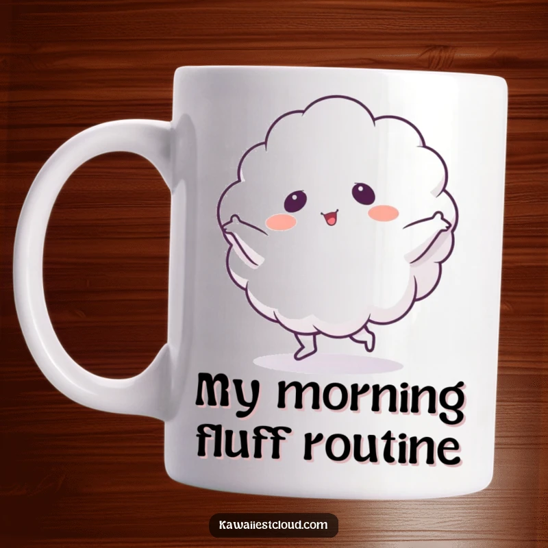 Funny Mug: A fluffy cloud character joyfully dances with its entire form, spreading laughter and happiness.