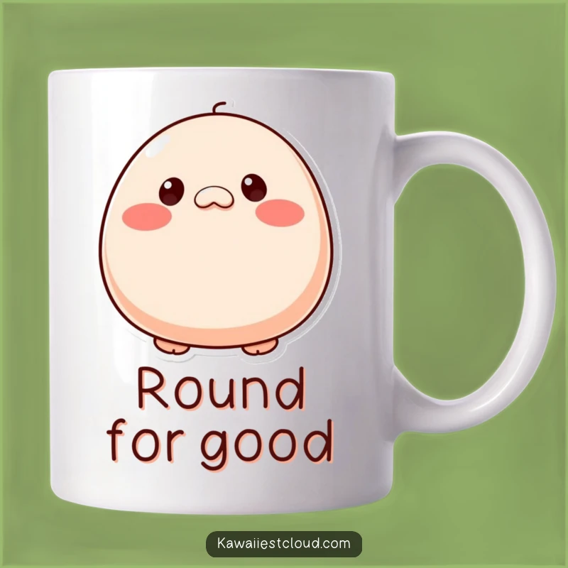 Funny Plump Character Mug - Button Eyes, Rosy Cheeks, Cute Companion Gift