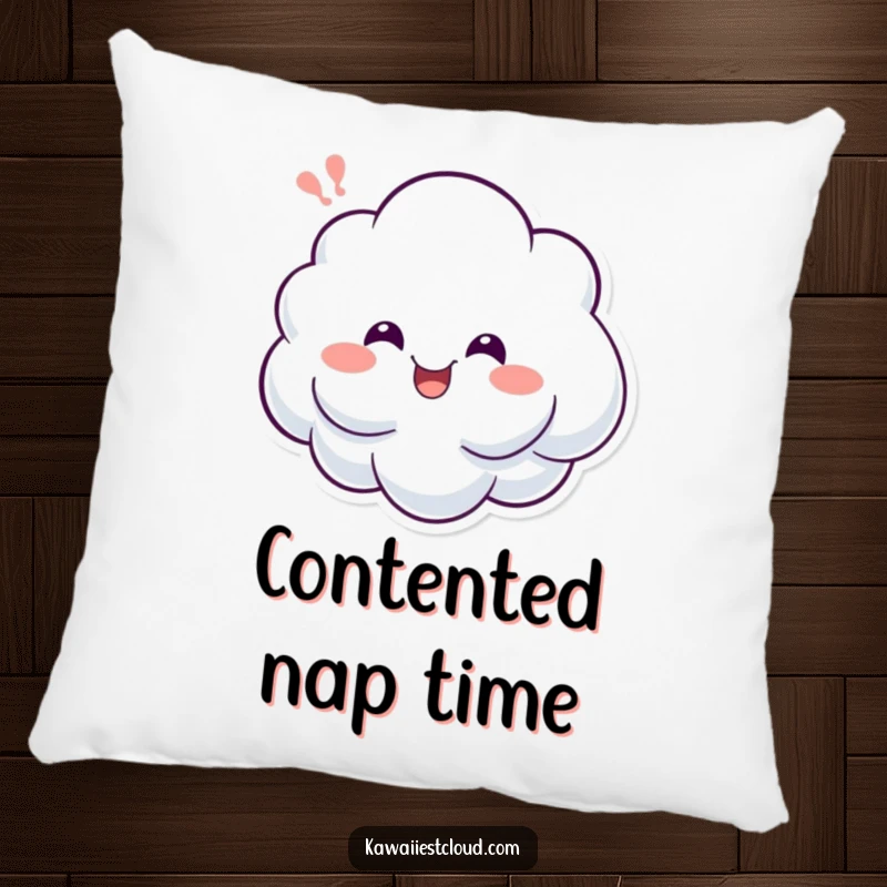 Funny pillow with a cheerful cloud character expressing a happy sigh, perfect for adding soft comfort and a feeling of pure joy.