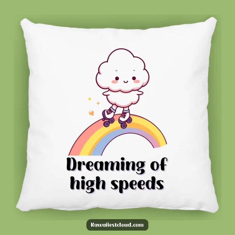 Funny Cloud Pillow - Roller Skating Rainbow Fun, Cozy Funny Gift!