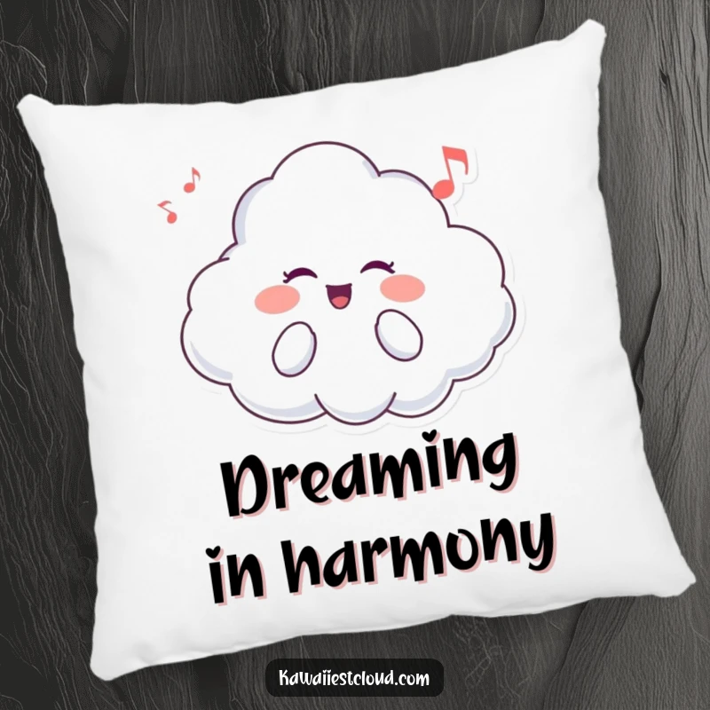 Funny pillow featuring a happy cloud character singing a delightful melody, offering comfort and a touch of musical whimsy.