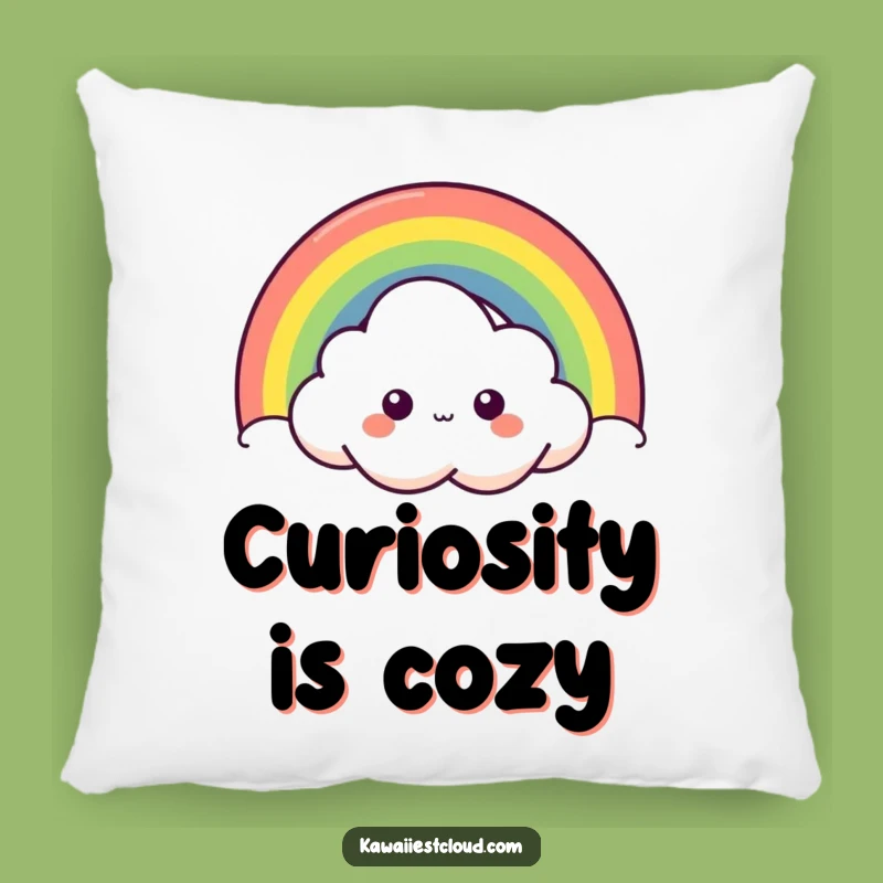 Funny Curious Cloud Pillow - Cozy Peek-a-Boo Rainbow Accent
