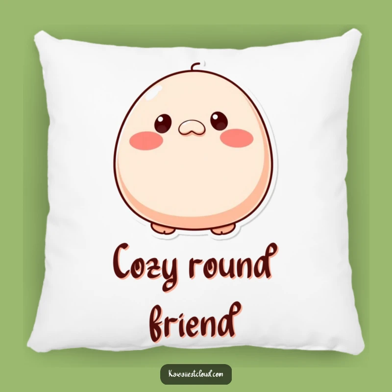 Funny Plump Character Pillow - Button Eyes, Rosy Cheeks, Cozy Comfort Gift