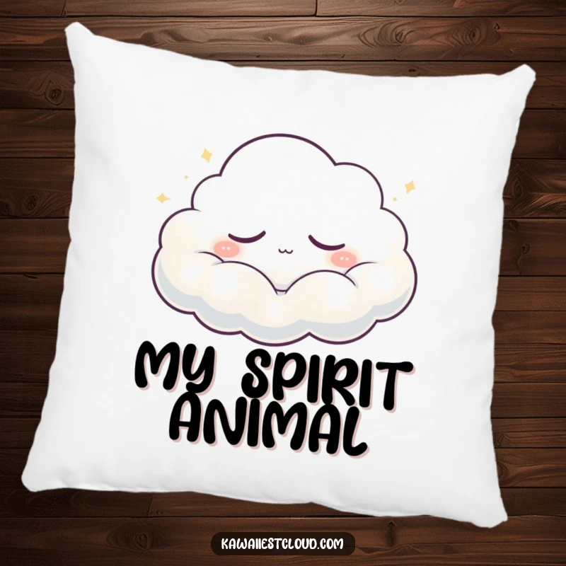 Funny Pillow: A sleepy cloud character emitting a soft, gentle glow while drifting peacefully, bringing comfort and light humor.