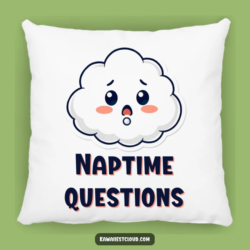 Funny Surprised Cloud Pillow: Cozy Puzzled Accent, Witty Humorous Gift