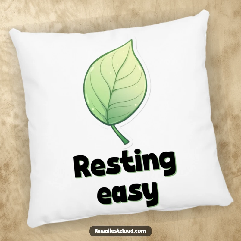 Funny Pillow featuring a miniature, stylized leaf with an artistic, elegant curve, providing comfort and humorous decor.
