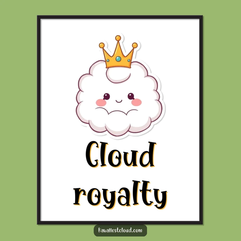 Funny Cheerful Crown Cloud Digital Print - Instant Royal Art