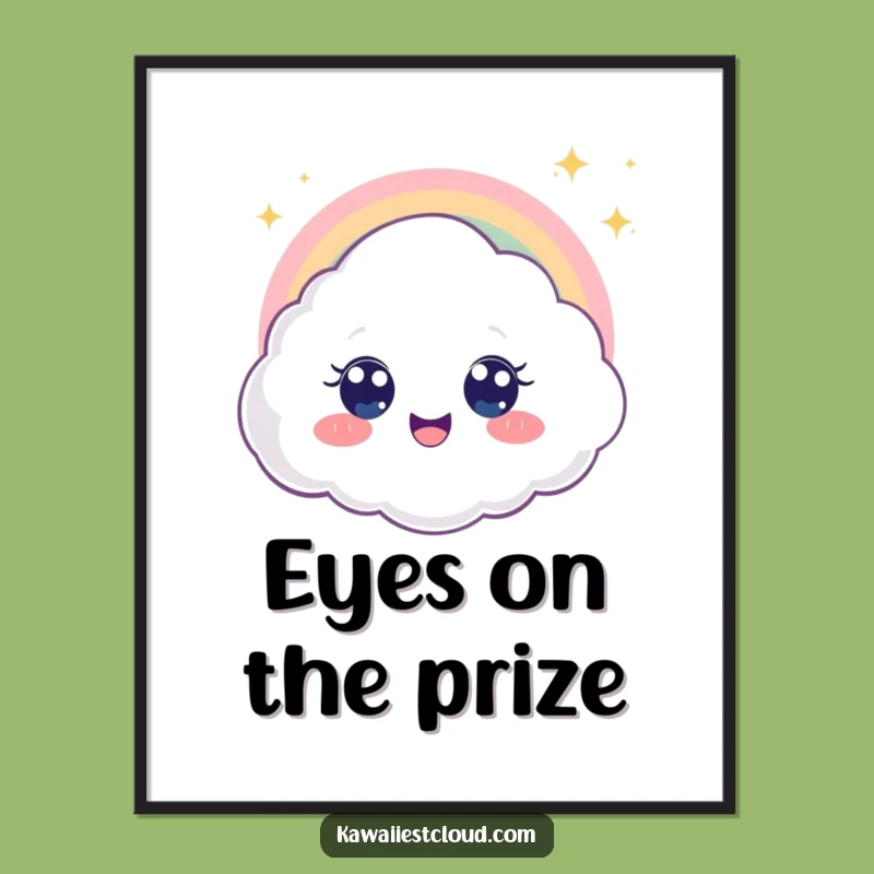Funny Rainbow Cloud Digital Art - Big Eyes Wonder & Humor, Gift!