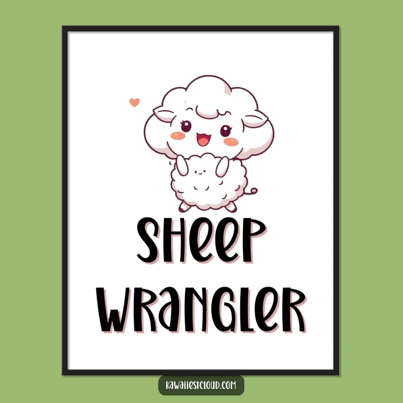 Funny Cloud Sheep Bounce Digital Print: Joyful Art, Perfect Humorous Wall Decor Gift