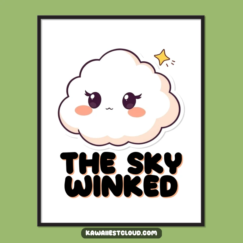 Funny Cloud Surprise Digital Art, Shooting Star Wonder, Instant Magic Decor