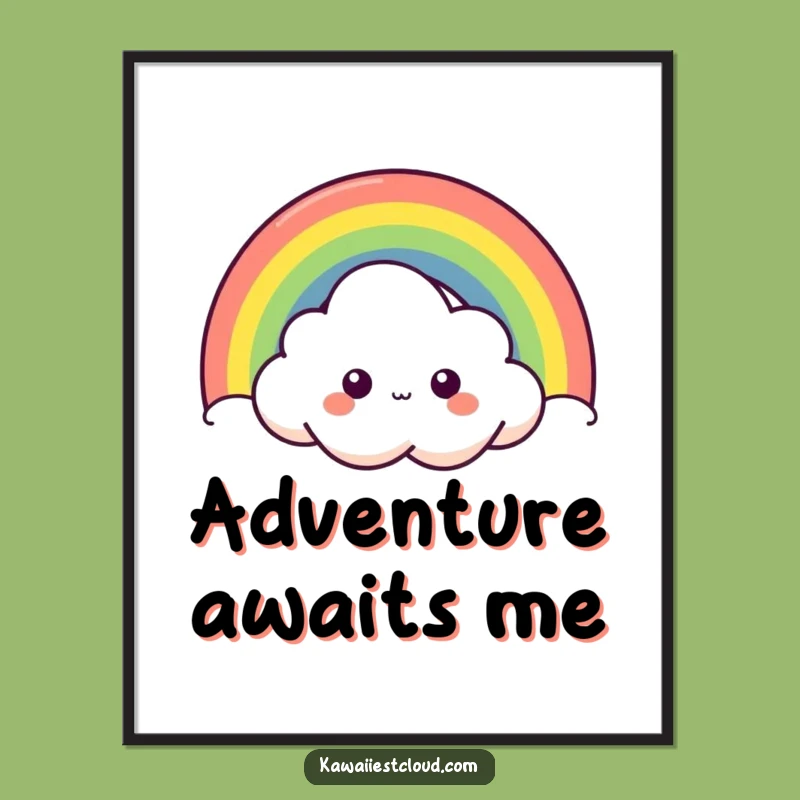 Funny Curious Cloud Digital Art - Instant Rainbow Wonder for Walls