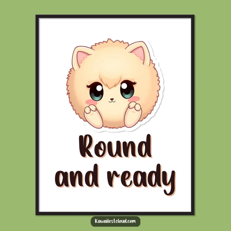 Funny Fuzzy Sphere Digital Art: Curious Eyes Download, Adorable Humorous Gift for Decor