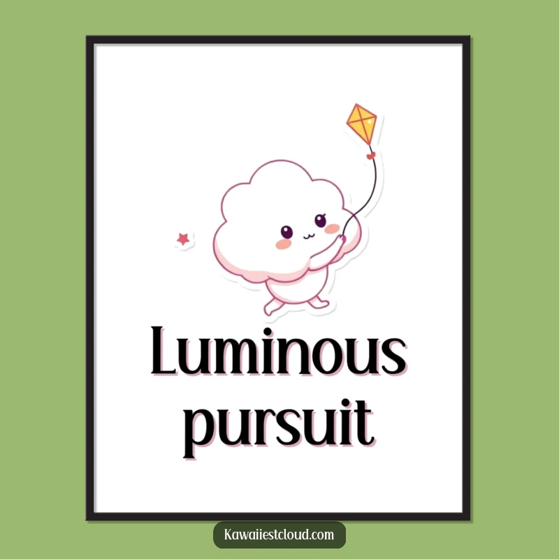 Funny Playful Cloud Kite Digital Print: Light Art, Perfect Humorous Wall Decor Gift