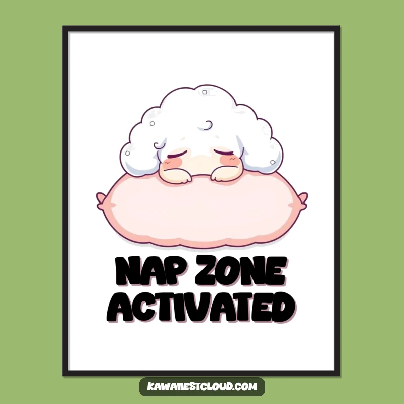 Funny Sleepy Cloud Pillow Digital Art - Nap Print - Funny Gift