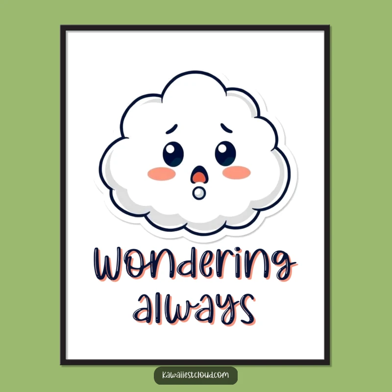 Funny Surprised Cloud Digital Art: Puzzled Download, Witty Humorous Gift