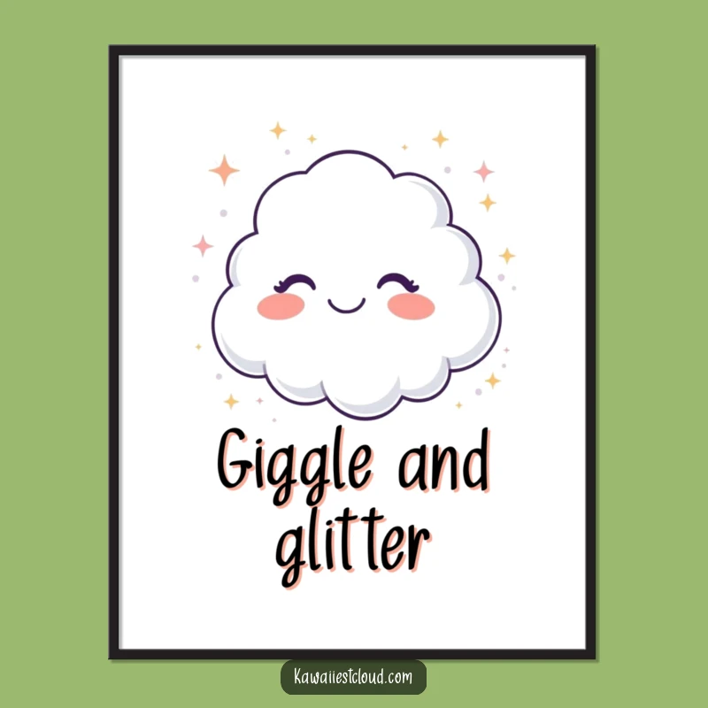 Funny Giggling Cloud Glitter Digital Art - Sparkly Print - Funny Gift