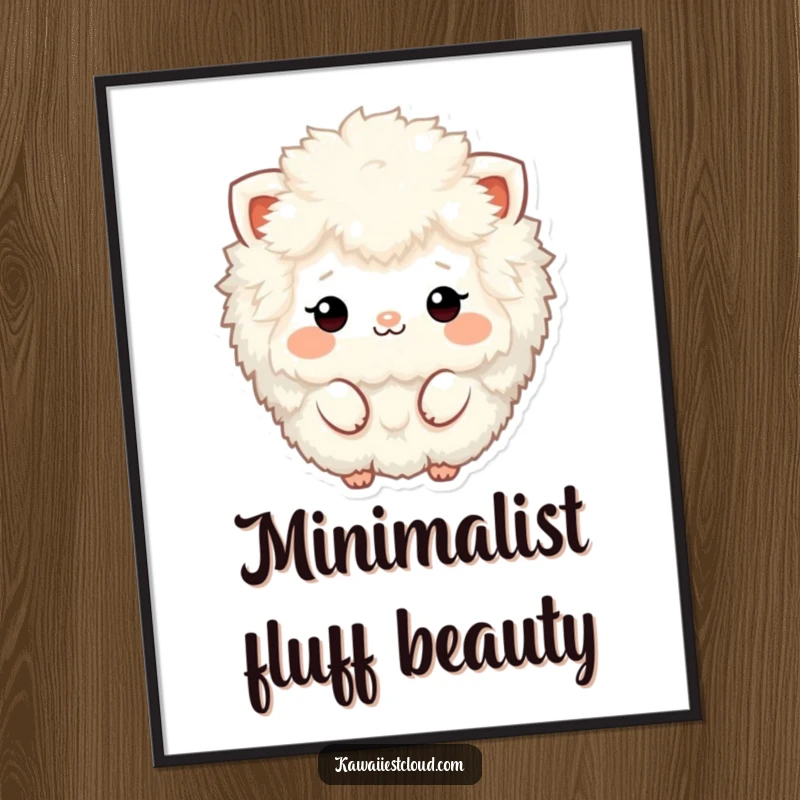 Funny fluffy, textured character digital art print with minimalistic lines, offering a soft, humorous, and artistically appealing decor piece.