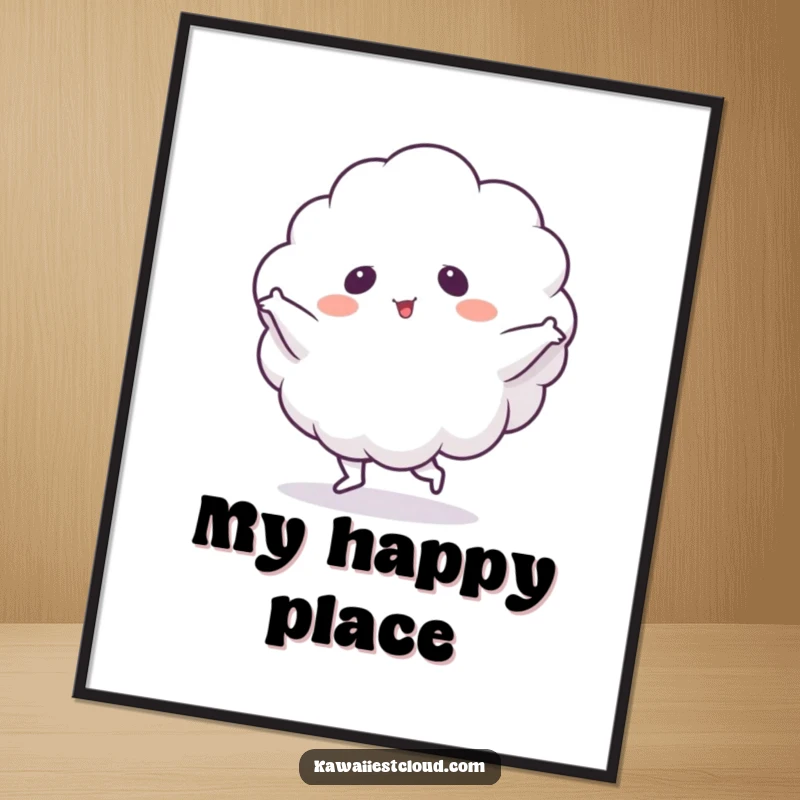 Funny Digital Art Print: A high-resolution image of a cloud character in a hilarious, full-body silly dance.