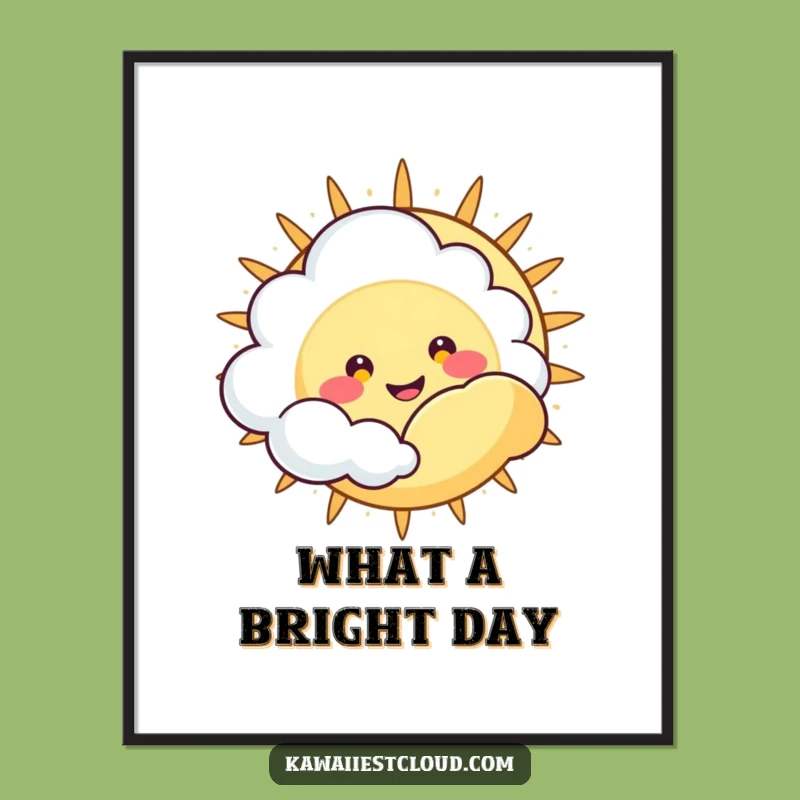 Funny Peek-a-Boo Cloud Digital Art: Happy Grinning Character, Instant Download Gift