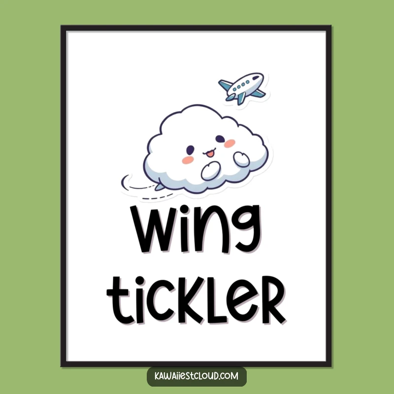 Funny Mischievous Cloud Bird Digital Print: Tickle Art, Perfect Humorous Wall Decor Gift