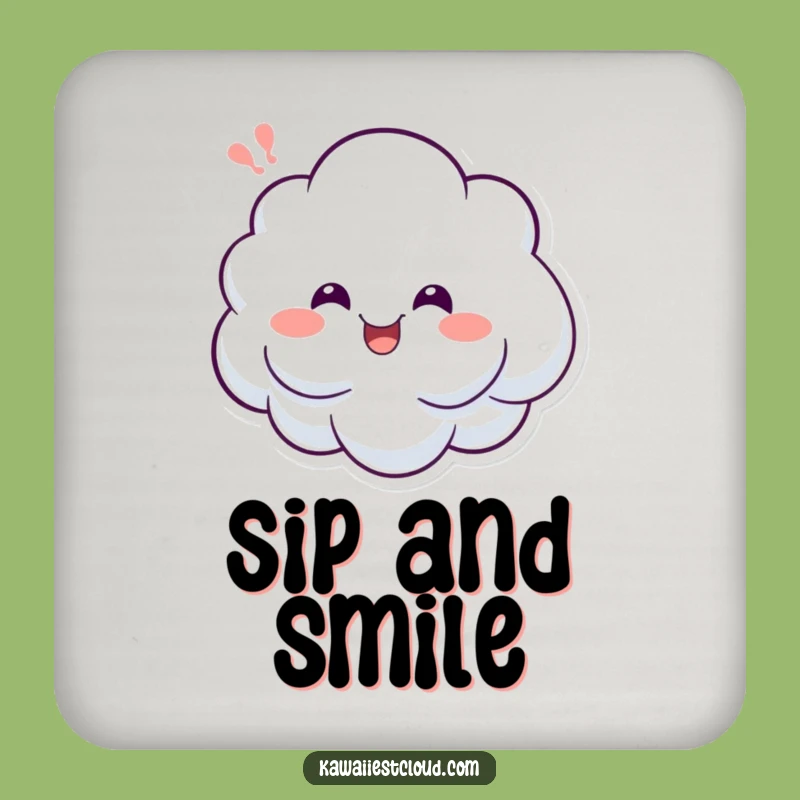 Funny Cloud Happy Sigh Coaster: Protect Surfaces with Characterful Cheer