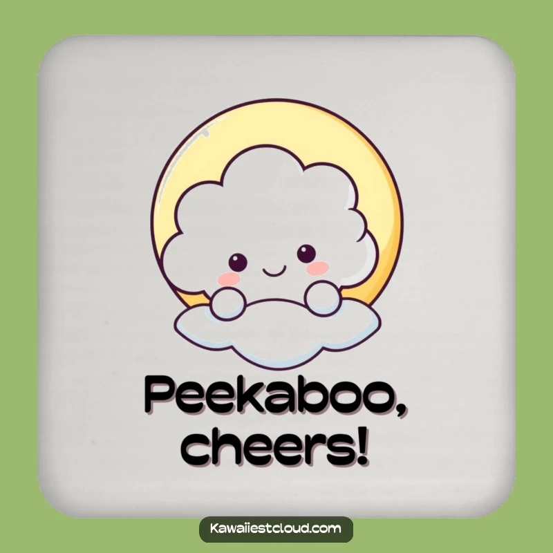 Funny Peek-a-Boo Cloud Coaster - Cheerful Drink Protection - Funny Gift