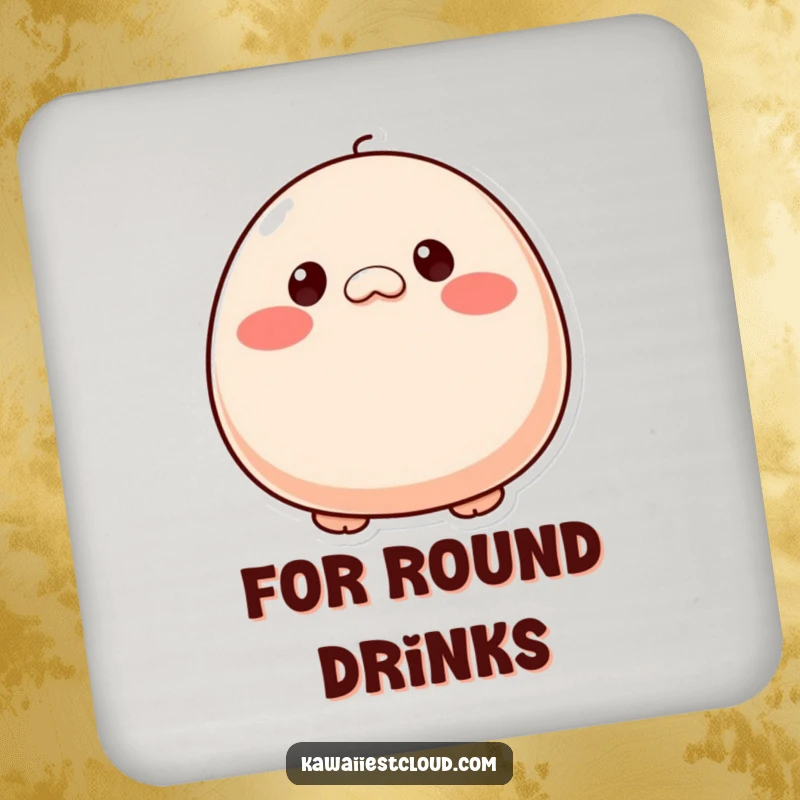 Funny plump, round character with tiny button eyes and rosy cheeks, a cute and protective drink coaster for any table. A lovely gift.