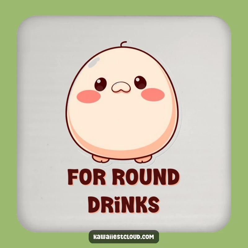 Funny Plump Character Drink Coaster - Button Eyes, Rosy Cheeks, Cute Table Gift