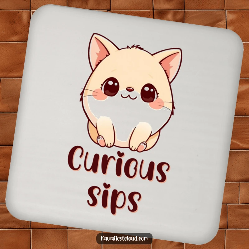 Funny Coaster: A small, plump creature with big, curious eyes and little paws, adding a humorous touch to drink protection.