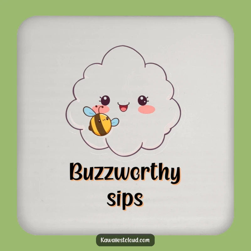 Funny Surprised Cloud Coaster: Buzzing Bee for Hilarious Drink Protection