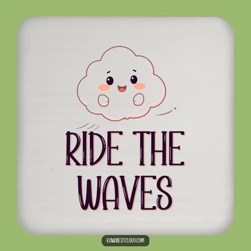 Funny Happy Cloud Surfing Coaster - Breezy Table Protection