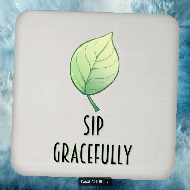 Funny Drink Coasters featuring a miniature, stylized leaf with an artistic, elegant curve, protecting surfaces with humorous style.