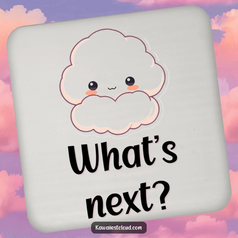 Funny drink coaster with a cloud character curiously peeking from a fluffy edge, offering playful protection for surfaces.