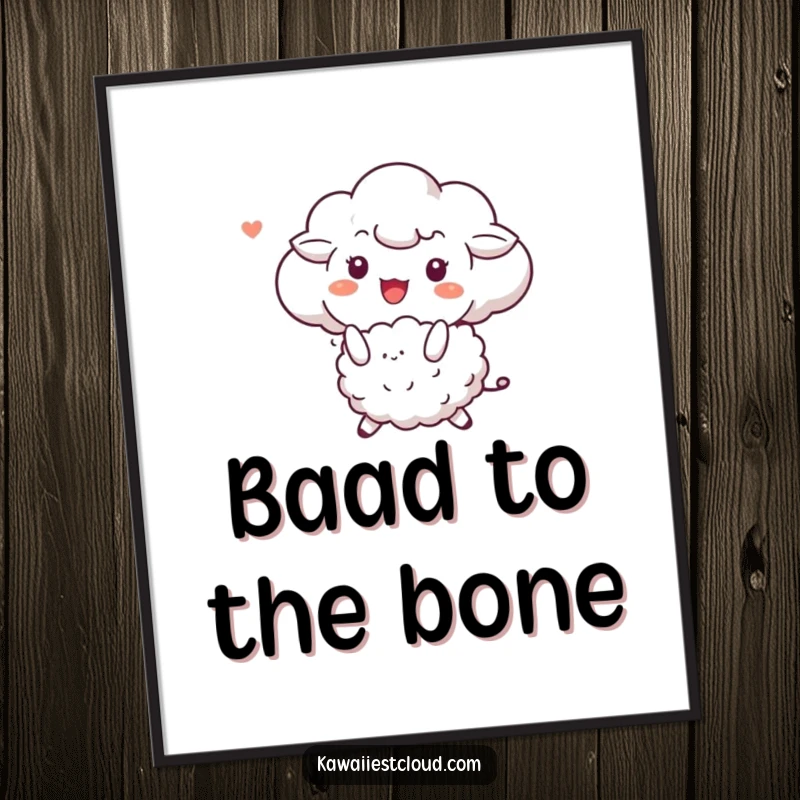 Funny poster art of a happy cloud character bouncing a fluffy sheep, perfect for adding whimsy to any room.